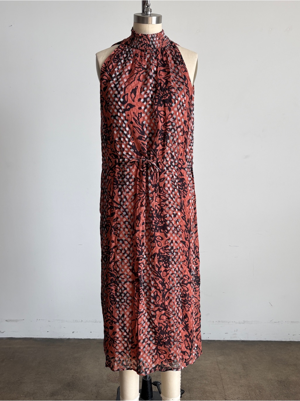 $257 New Velvet By Graham & Spencer âSheenaâ Printed Halter Midi Dress Sz Small